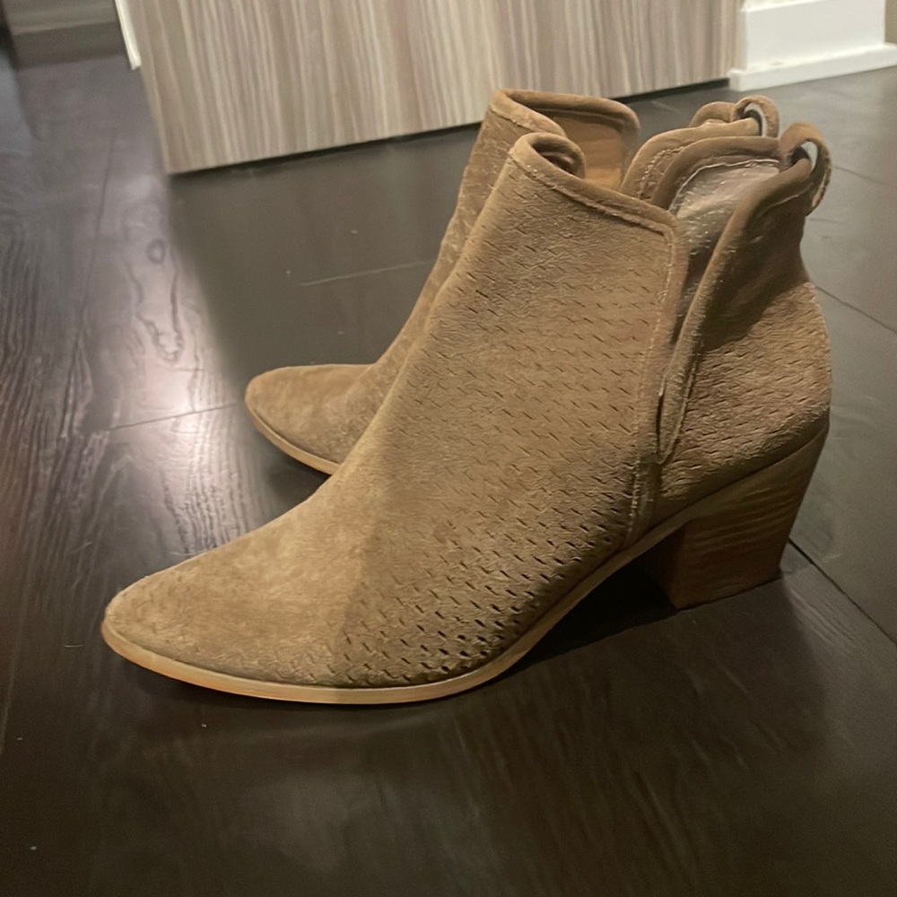 Lucky brand suede perforated ankle boots
